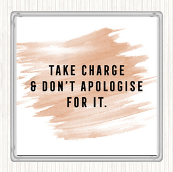 Watercolour Take Charge Quote Drinks Mat Coaster
