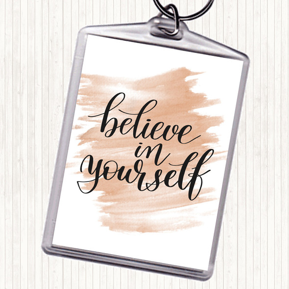 Watercolour Believe In Yourself Swirl Quote Bag Tag Keychain Keyring
