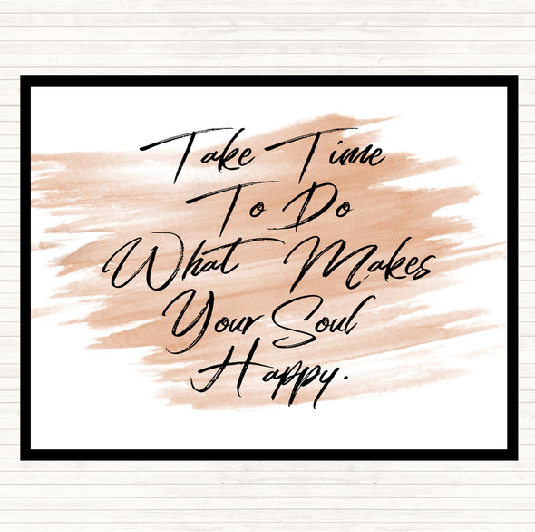 Watercolour Take Time Quote Dinner Table Placemat