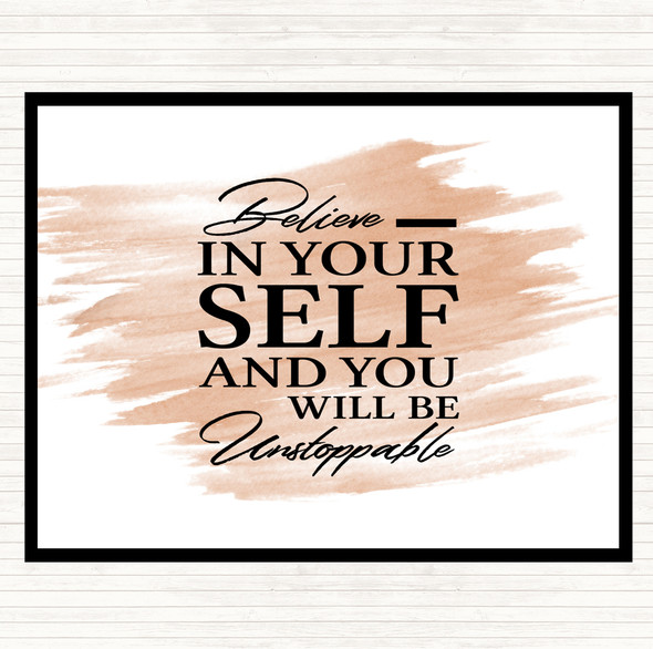 Watercolour Believe In Yourself Quote Dinner Table Placemat