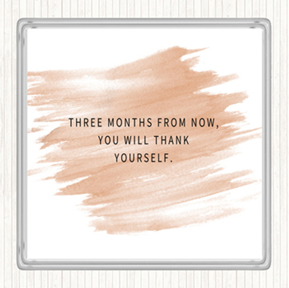 Watercolour Thank Yourself Quote Drinks Mat Coaster