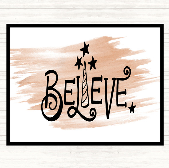 Watercolour Believe Unicorn Quote Dinner Table Placemat