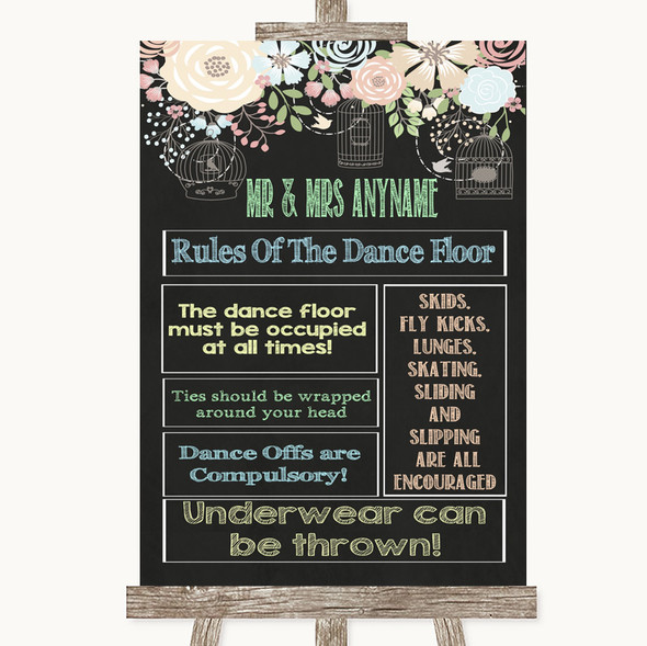 Blue Shabby Chic Vintage No Seating Plan Personalised Wedding Sign Poster 