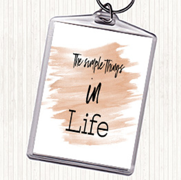 Watercolour The Simple Things Quote Bag Tag Keychain Keyring