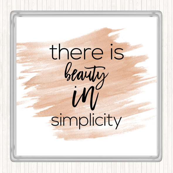 Watercolour There Is Beauty In Simplicity Quote Drinks Mat Coaster