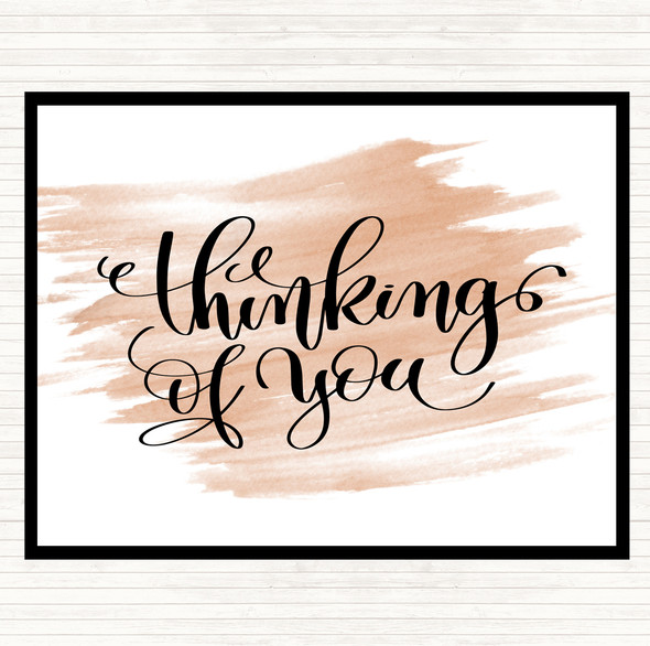 Watercolour Thinking Of You Quote Mouse Mat Pad