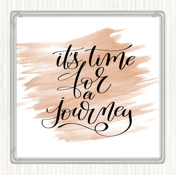 Watercolour Time For As Journey Quote Drinks Mat Coaster