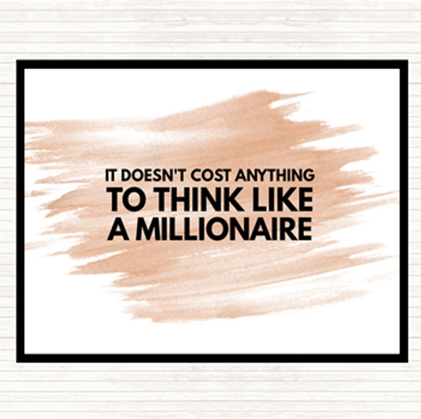 Watercolour To Think Like A Millionaire Costs Nothing Quote Mouse Mat Pad