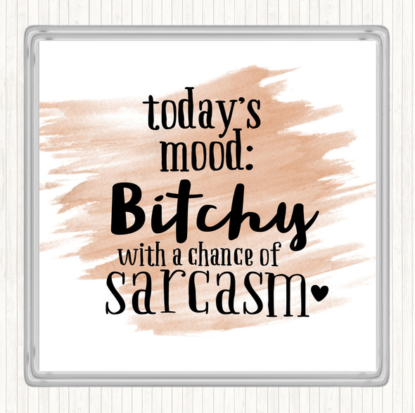 Watercolour Todays Mood Quote Drinks Mat Coaster