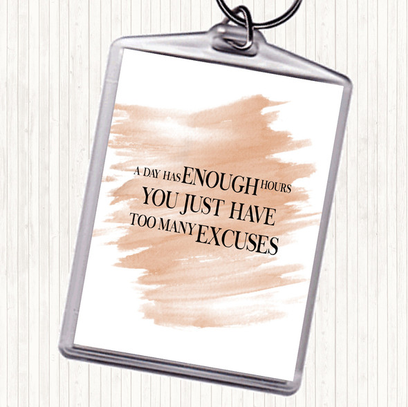 Watercolour Too Many Excuses Quote Bag Tag Keychain Keyring