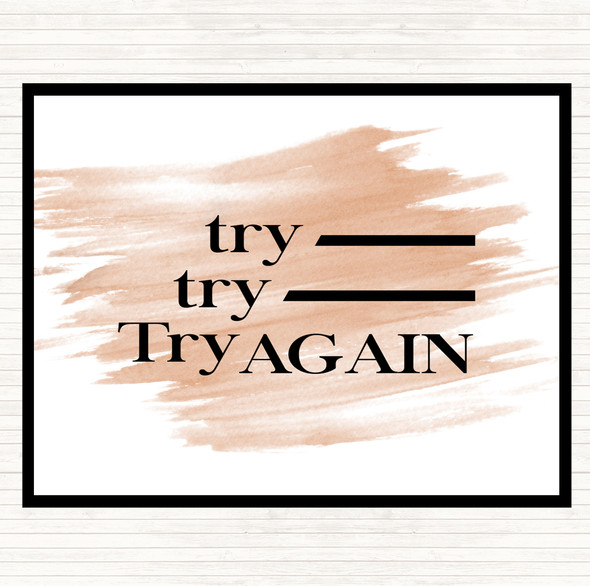 Watercolour Try Again Quote Mouse Mat Pad