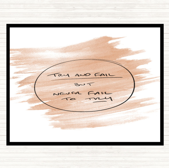 Watercolour Try And Fail Quote Mouse Mat Pad