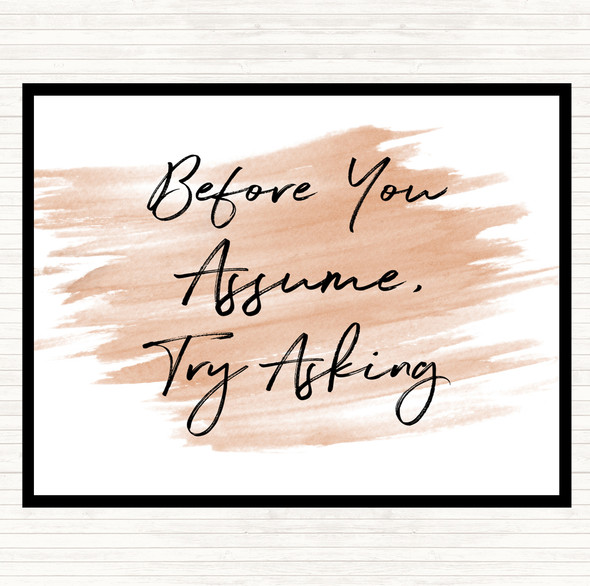 Watercolour Try Asking Quote Mouse Mat Pad