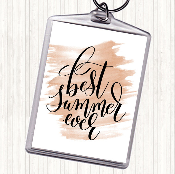 Watercolour Best Summer Ever Quote Bag Tag Keychain Keyring