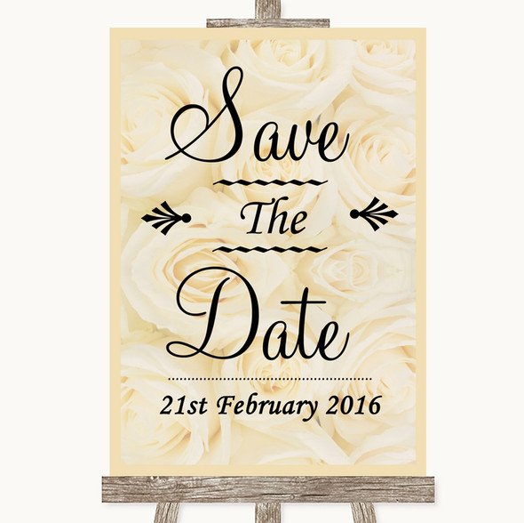 Cream Roses Save The Date Personalised Wedding Sign