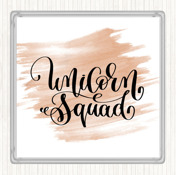 Watercolour Unicorn Squad Quote Drinks Mat Coaster