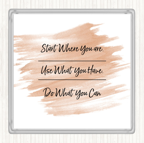 Watercolour Use What You Have Quote Drinks Mat Coaster