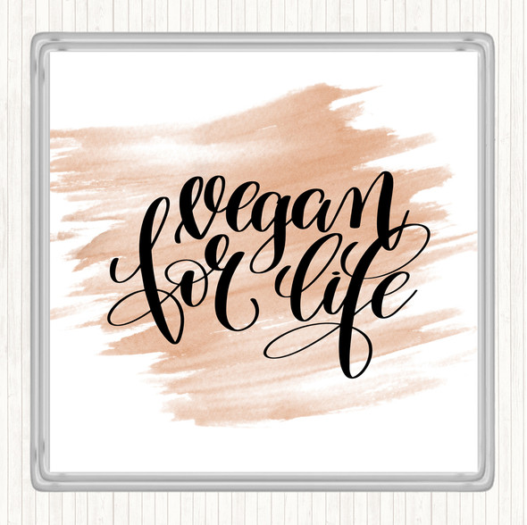 Watercolour Vegan For Life Quote Drinks Mat Coaster