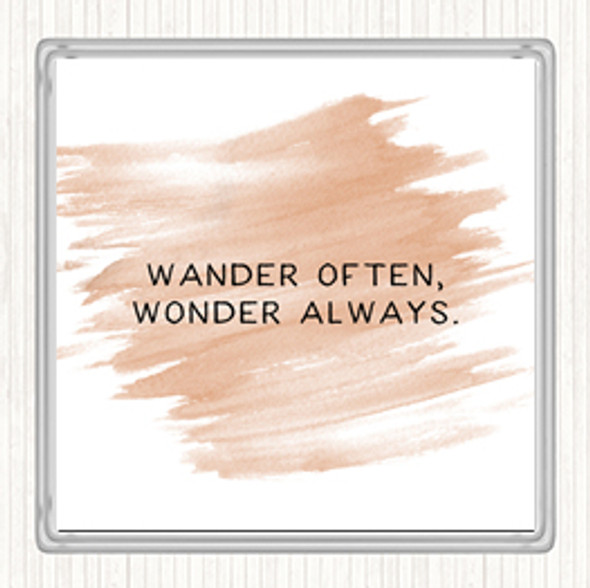 Watercolour Wander Often Quote Drinks Mat Coaster