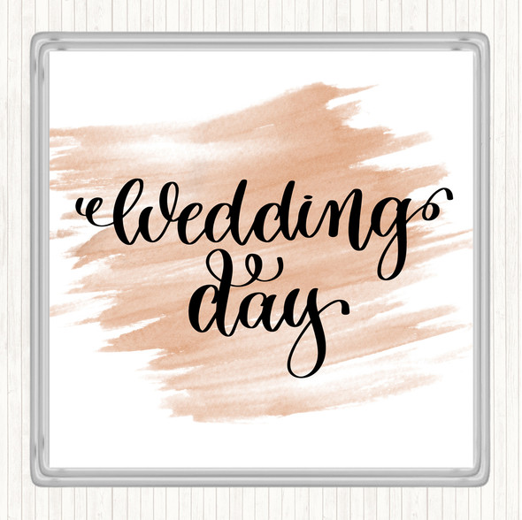 Watercolour Wedding Day Quote Drinks Mat Coaster