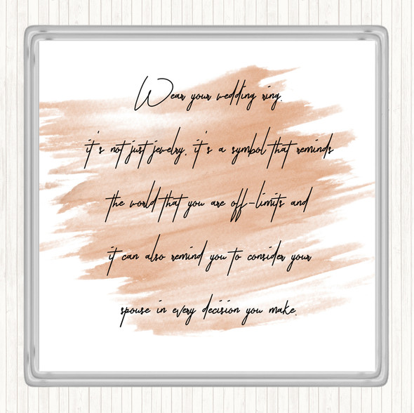 Watercolour Wedding Ring Quote Drinks Mat Coaster