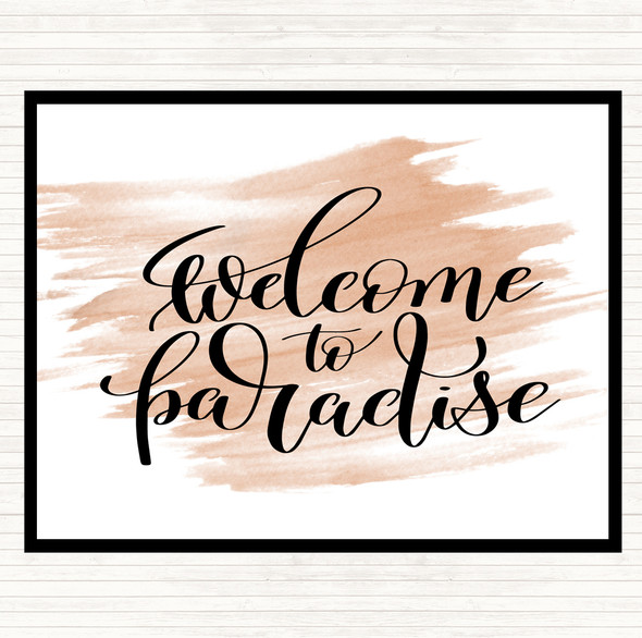 Watercolour Welcome Paradise Quote Dinner Table Placemat