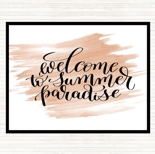 Watercolour Welcome To Summer Paradise Quote Dinner Table Placemat