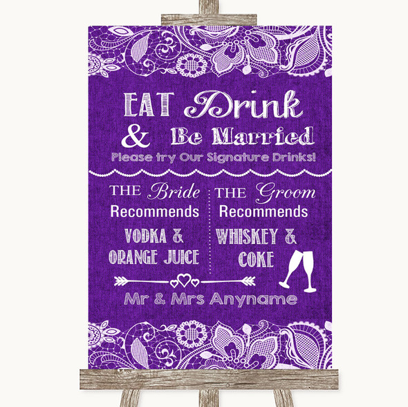 Burlap & Lace Effect Rules Of The Dance Floor Personalised Wedding Sign 