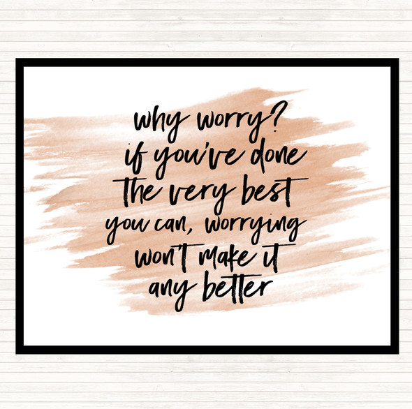 Watercolour Why Worry Quote Mouse Mat Pad