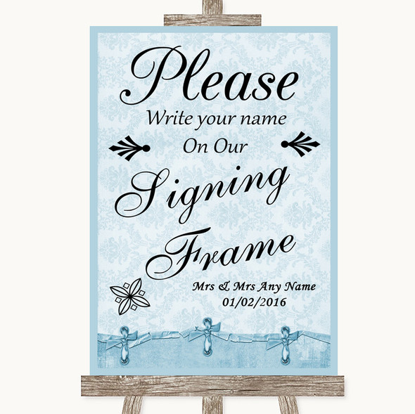 Blue Shabby Chic Signing Frame Guestbook Personalised Wedding Sign