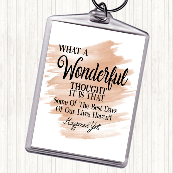 Watercolour Wonderful Thought Quote Bag Tag Keychain Keyring