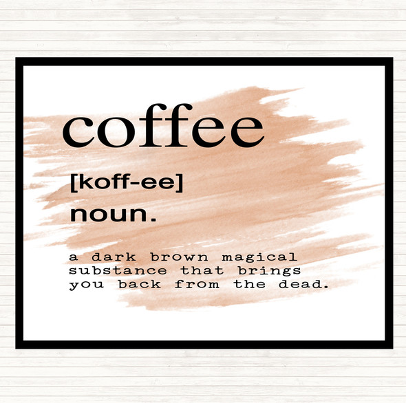 Watercolour Word Definition Coffee Quote Dinner Table Placemat