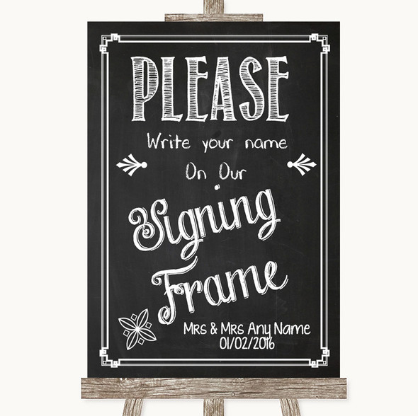 Chalk Sketch Signing Frame Guestbook Personalised Wedding Sign