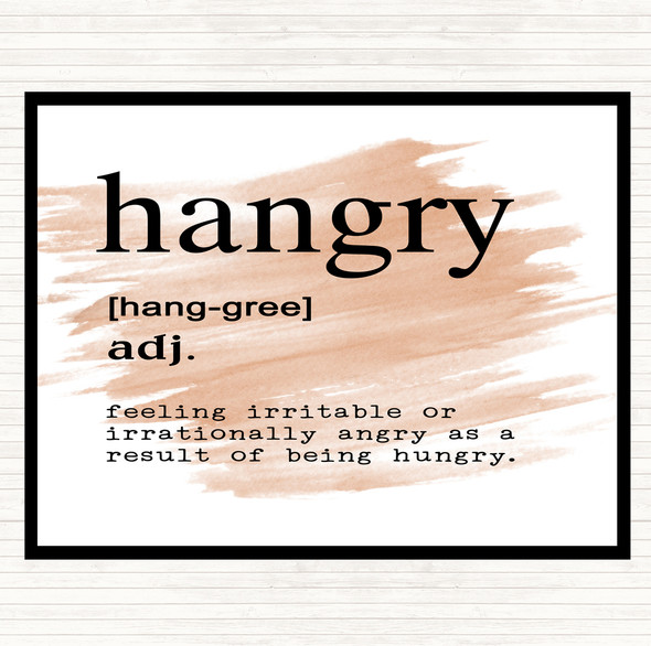 Watercolour Word Definition Hangry Quote Dinner Table Placemat