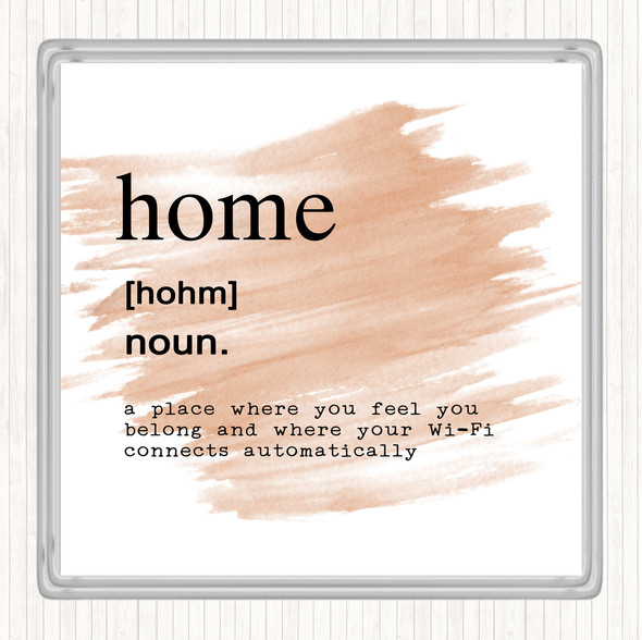Watercolour Word Definition Home Quote Drinks Mat Coaster