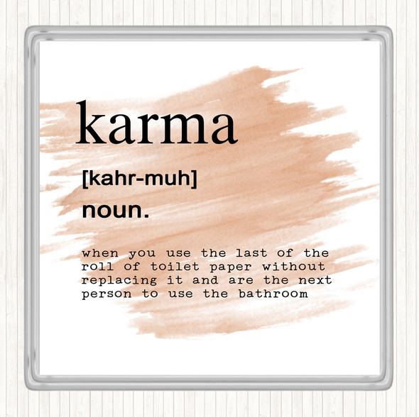 Watercolour Word Definition Karma Quote Drinks Mat Coaster