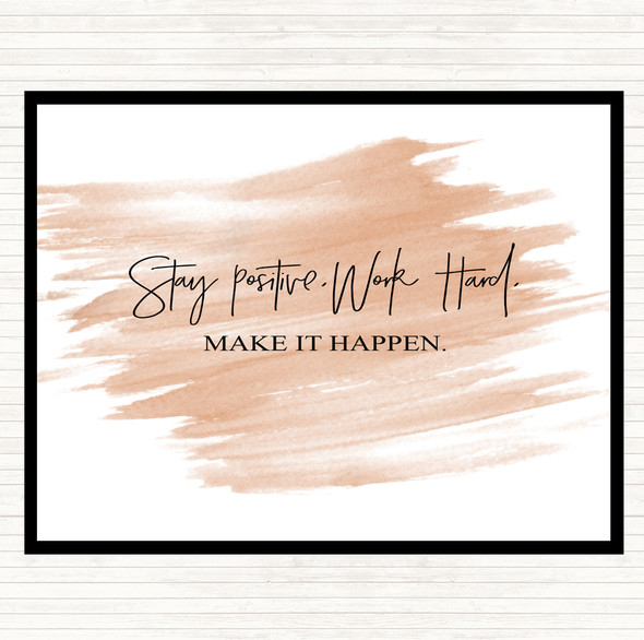 Watercolour Work Hard Make It Happen Quote Mouse Mat Pad