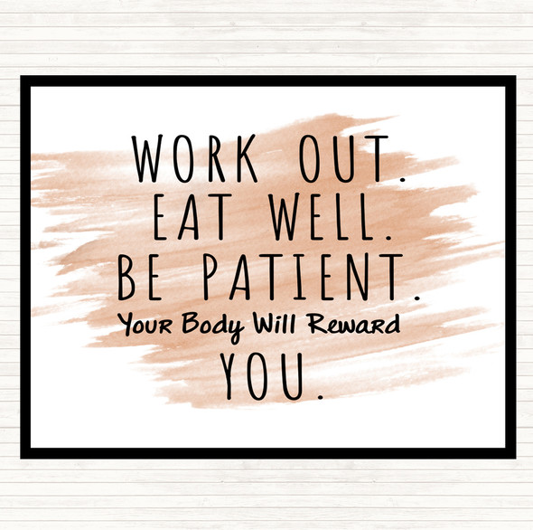 Watercolour Work Out Quote Dinner Table Placemat