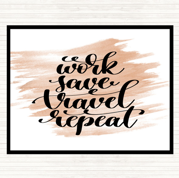 Watercolour Work Save Travel Repeat Quote Dinner Table Placemat