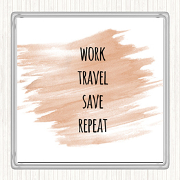 Watercolour Work Travel Quote Drinks Mat Coaster