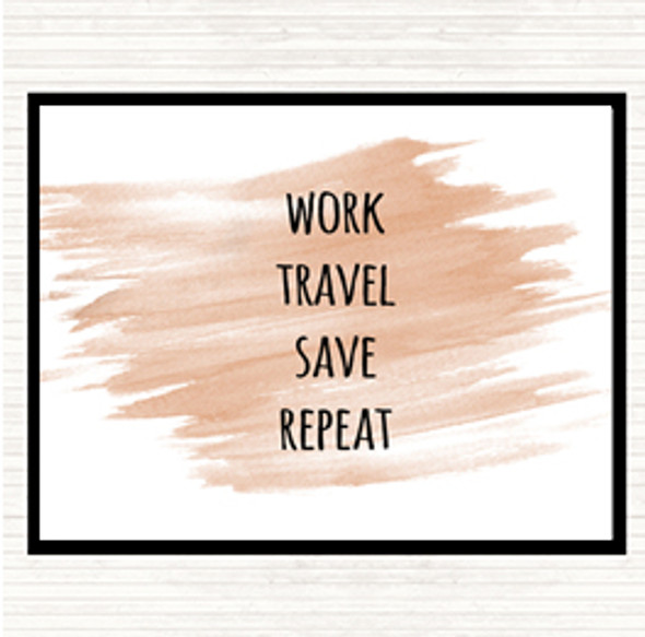 Watercolour Work Travel Quote Mouse Mat Pad