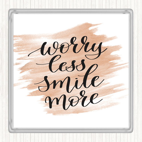 Watercolour Worry Less Quote Drinks Mat Coaster