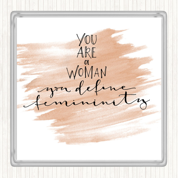 Watercolour You Are A Woman Quote Drinks Mat Coaster