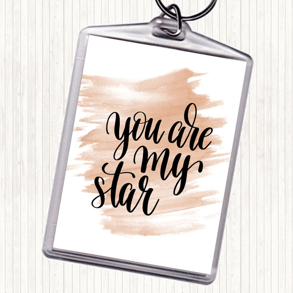 Watercolour You Are My Star Quote Bag Tag Keychain Keyring