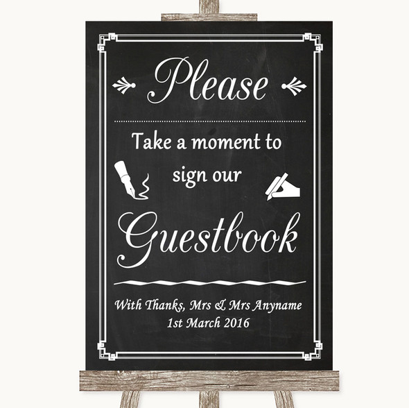 Chalk Style Take A Moment To Sign Our Guest Book Personalised Wedding Sign