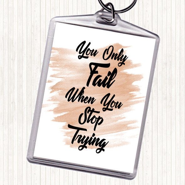 Watercolour You Only Fail Quote Bag Tag Keychain Keyring