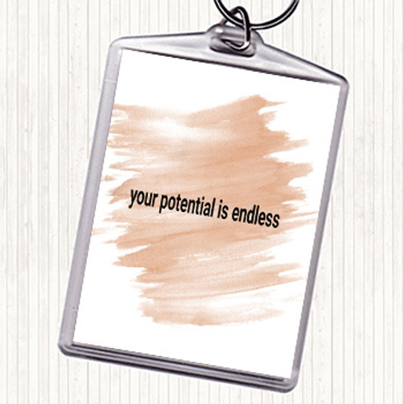 Watercolour Your Potential Is Endless Quote Bag Tag Keychain Keyring