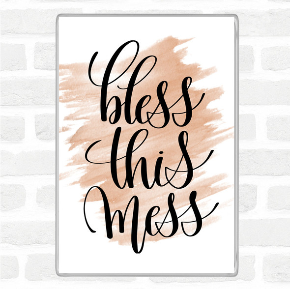 Watercolour Bless This Mess Quote Jumbo Fridge Magnet