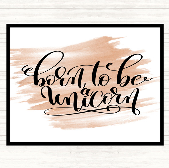 Watercolour Born To Be Unicorn Quote Mouse Mat Pad