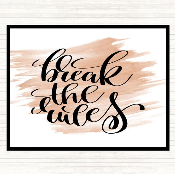 Watercolour Break Rules Quote Mouse Mat Pad